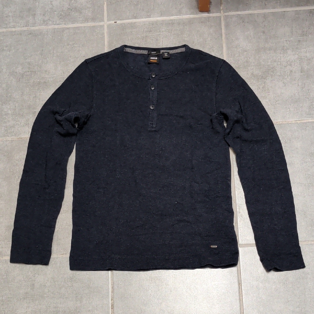 Hugo Boss Dark Blue Henley Shirt